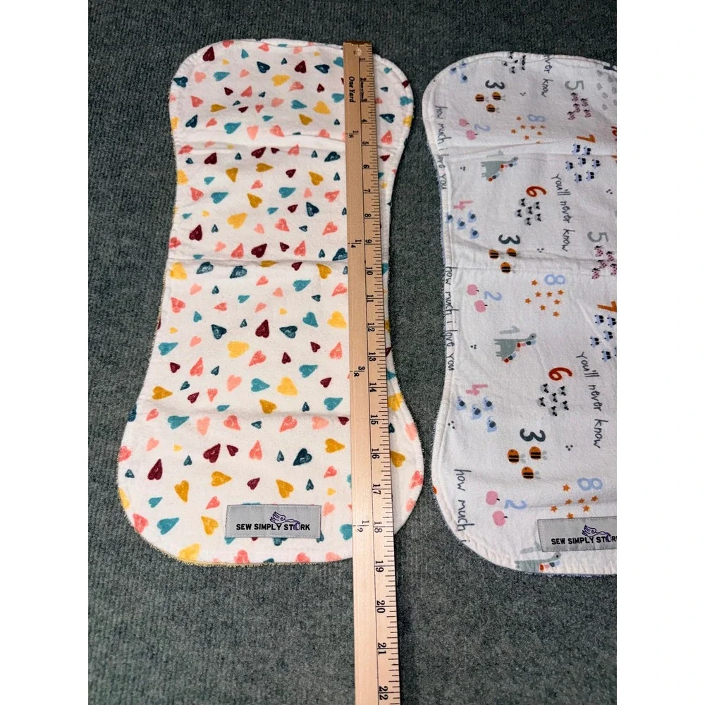 Sew Simply Stork Burp Cloths Baby  Multicolor  Heart & Animal 2 Pack